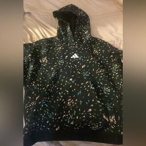 Adidas Black Hoodie with Floral Accents